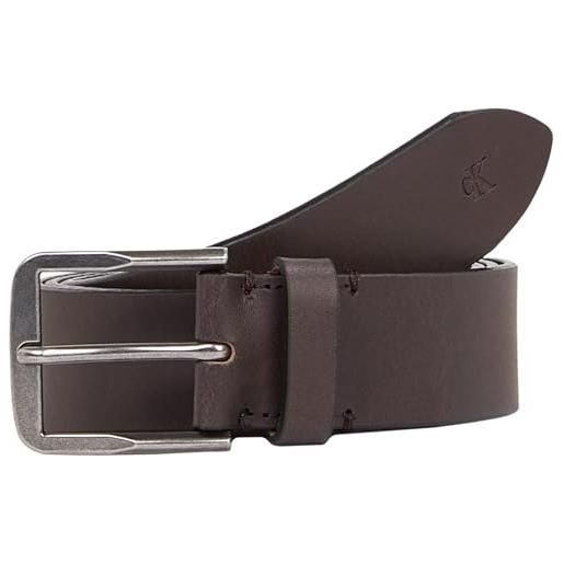 Calvin Klein cintura uomo classic flat in pelle, marrone (bitter brown/antique silver), 105 cm
