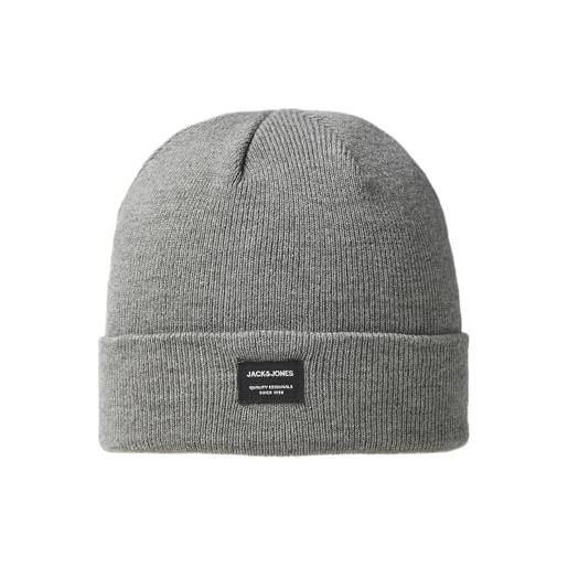 JACK & JONES jjdna beanie noos, cuffia uomo, grigio (grey melange), taglia unica