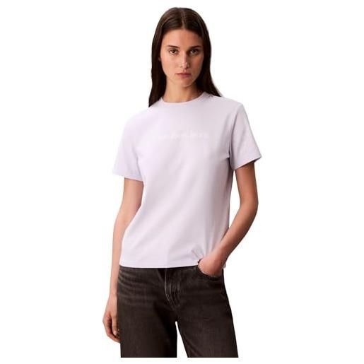 Calvin Klein donna t-shirt maniche corte logo classic regular fit, viola (lacey lilac), l