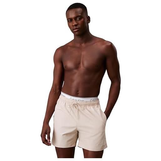 Calvin Klein pantaloncino da bagno uomo medium double lunghezza media, beige (stony beige), xxl