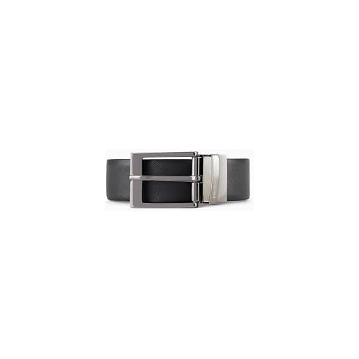 Armani Exchange leather belt with plaque, cintura uomo, blu (blue/navy/grey 51635), no aplica (taglia produttore: tu)