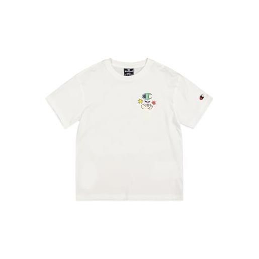 Champion legacy play with graphics b (306911) - ss crewneck t-shirt, bianco (wht), 9-10 anni (m) bambino fw24