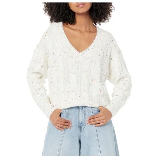 Desigual woman flat knit thick gauge pullover felpa, bianco, l donna