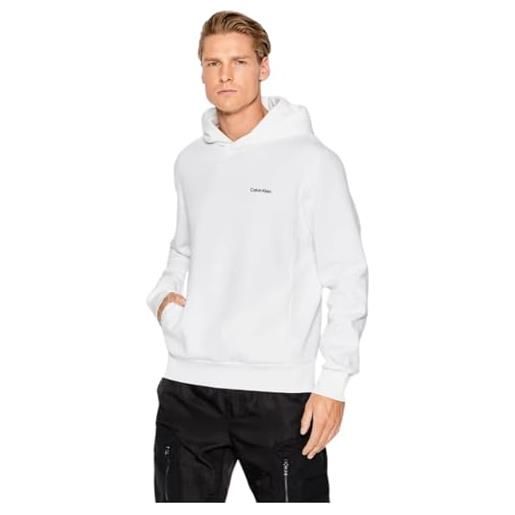 Calvin Klein uomo felpa micro logo repreve con cappuccio, bianco (bright white), m