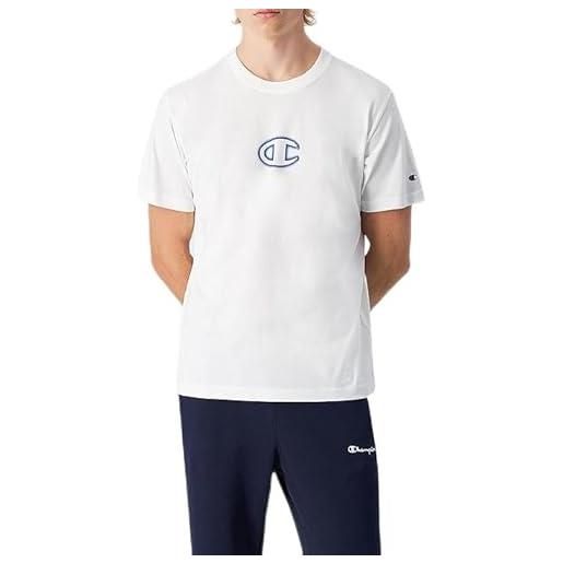 Champion legacy boy - t-shirt girocollo con logo grande, bianco (ww001), xxl, bianco (ww001), 15-16 anni