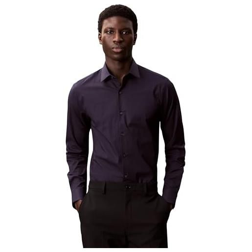 Calvin Klein camicia da uomo slim esntl poplin nos str sld, blu (night sky), xl
