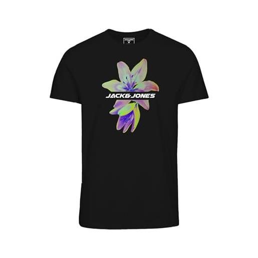 JACK & JONES junior jcoflower print t-shirt s/s crew neck fst jnr uomo t-shirt nero 152