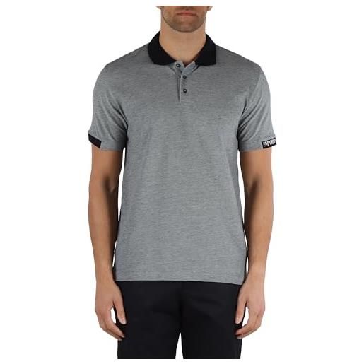 Emporio armani embroidery logo polo beachwear uomo, armani blu, l