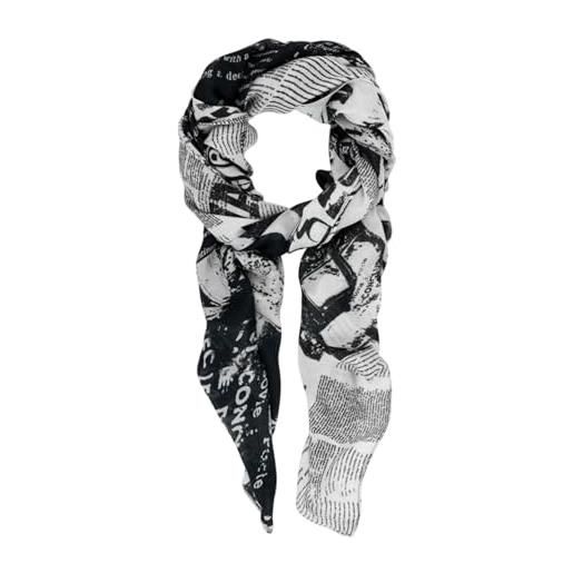 Desigual sciarpa newspaper rectangle foulard black nero