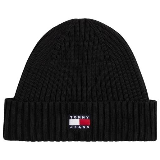 Tommy Jeans uomo berretto in maglia heritage core beanie con logo, nero (black), taglia unica