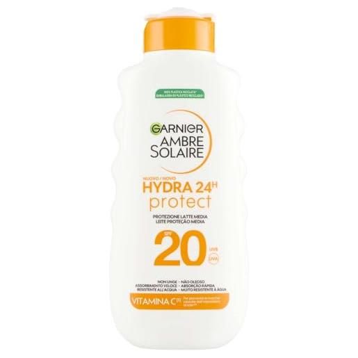 Garnier ambre solaire hydra 24h protect latte spf20 175ml - non grasso - resistente all'acqua - vitamina e - approvato da cruelty-free international