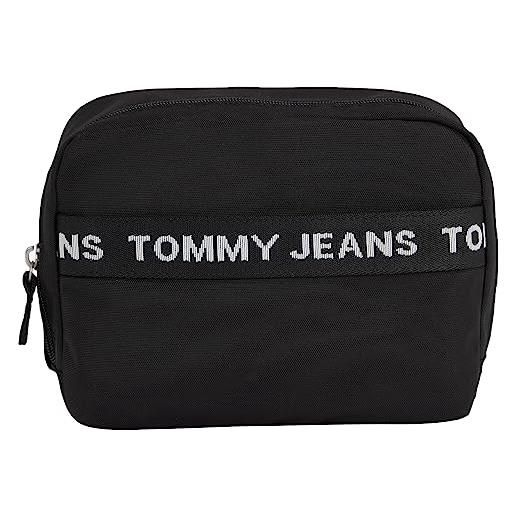 Tommy Jeans beauty case uomo essential nylon sostenibile, multicolore (black), taglia unica