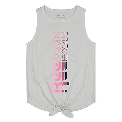 Reebok top big ombre tie front maglietta bambina, bambina, maglietta, t73909rgi, bianco, 7 años
