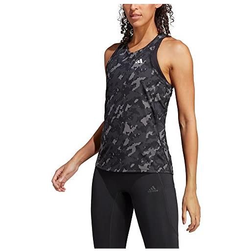 adidas donna own the run camo running tank top, black, xl