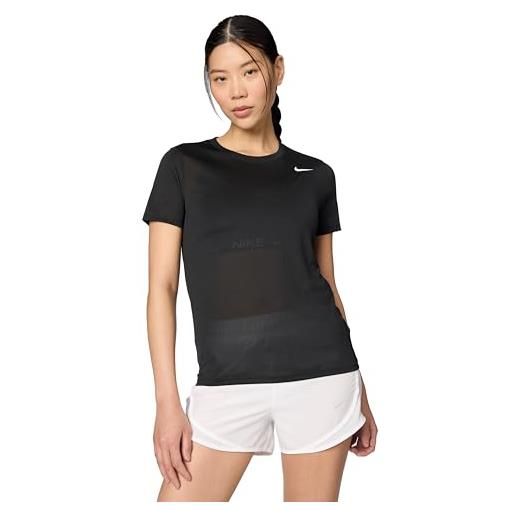 Nike women's top w nk df rlgd ss tee, black/white, dx0687-010, m