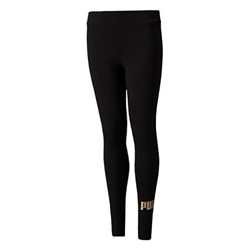 PUMA leggings sportivi da bambina ess+ logo g nero oro, taglia: 152