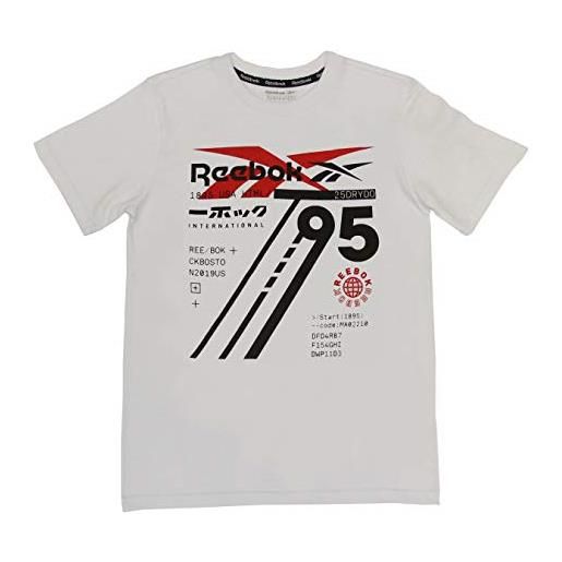 Reebok maglietta big vector glass maglietta a maniche corte da bambina, bambina, maglietta a maniche corte, h82800rb, bianco, m