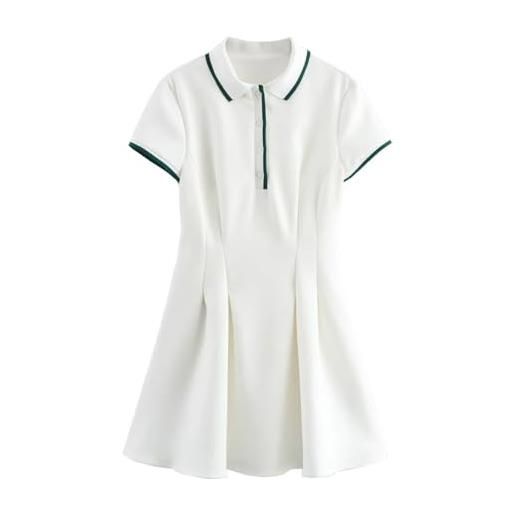 ERFMFKL mini abito da donna a maniche corte con bottoni a tinta unita stile onda ampio swing a coste abiti corti preppy, en8, s