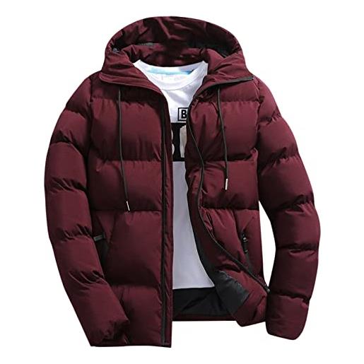 Generico giubbotto uomo invernale piumino trapuntato piumini leggeri uomo 100 grammi casual jacket taglie forti con cappuccio e zip imbottito calda rimovibile giubbino da lavoro antivento comodi giacche