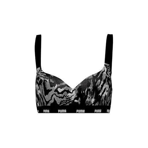 PUMA printed padded top reggiseno sportivo, nero, s donna