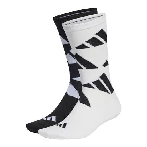 adidas unisex - adulto aeroready crew logo brand love socks 2 pairs, white/black, 43-45