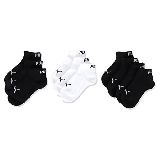 PUMA quarter, calzini unisex - bambini e ragazzi, nero/bianco, 31-34