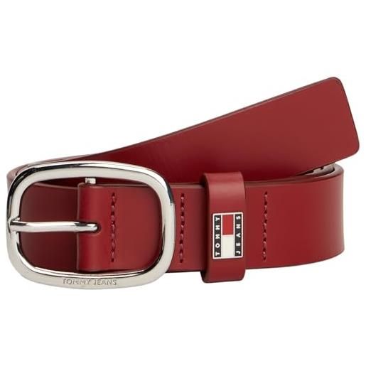 Tommy Jeans cintura donna oval in pelle, rosso (rustic cherry), 80 cm