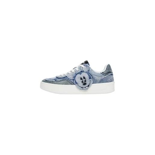 Desigual scarpe da donna 4 denim sneaker basse, blu 41 eu, blu, 41 eu