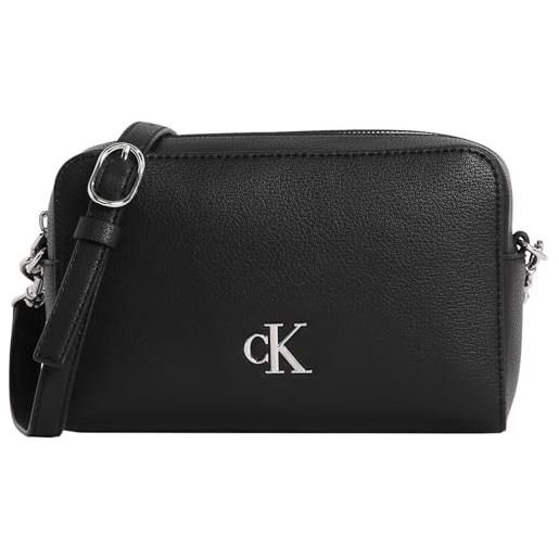 Calvin Klein donna borsa a tracolla minimal monogram camera bag con logo, nero (black), taglia unica