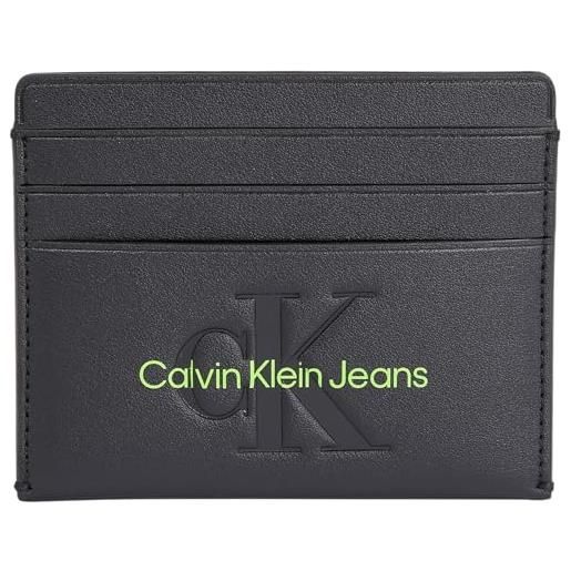 Calvin Klein jeans porta carte donna sculpted cardcase con tecnologia di protezione rfid, nero (black/dark juniper), taglia unica