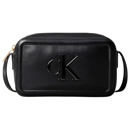 Calvin Klein donna borsa a tracolla bold camera bag con logo, nero (black), taglia unica