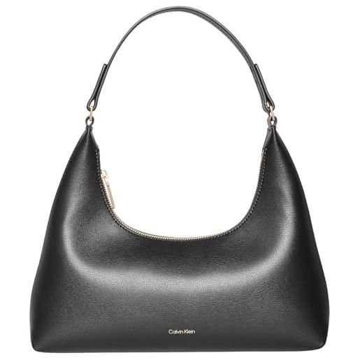 Calvin Klein foil logo conv shou. Lder bag lv04f3272g, crossover donna, black (black/toasted coconut), one size