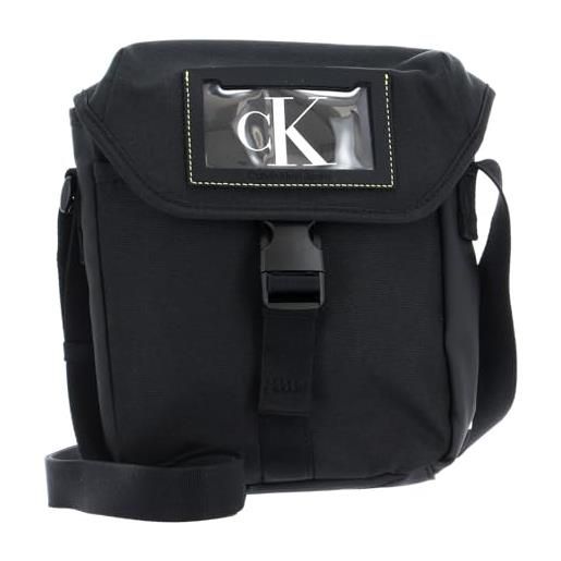 Calvin Klein jeans borsa cargo flap reporter18 da uomo, nera, taglia unica, nero (nero), one size