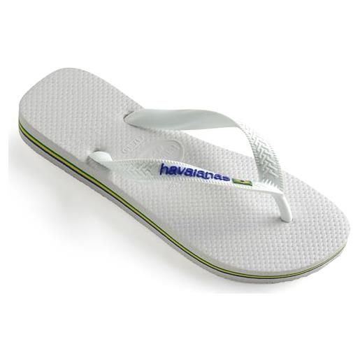 Havaianas brasil logo (mini me), infradito unisex - bambini e ragazzi, bianco, 29/30 eu