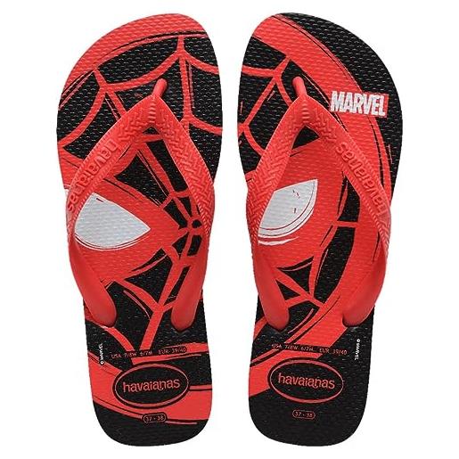 Havaianas top marvel logomania (mini me), infradito ragazzi, black/red ruby, 25/26