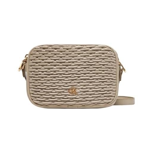 Calvin Klein pleated double zip camera bag lv04f3279g, crossover donna, brown (chateau), one size