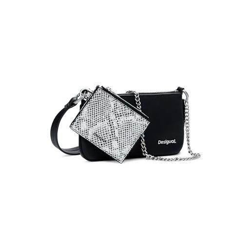 Desigual borsa a tracolla delta leda black snake mone mariona crossbody bag black nero