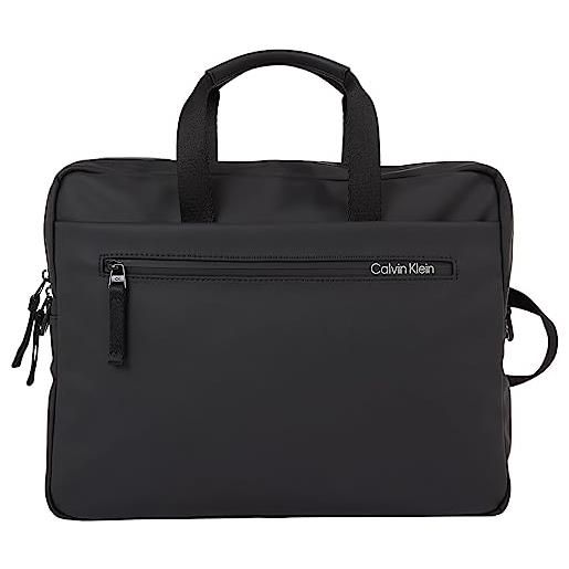 Calvin Klein rubberized slim conv laptop bag k50k510796, uomo, nero (ck black), os