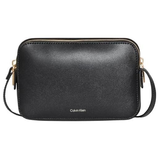 Calvin Klein foil logo elongated camera bag lv04f3276g, crossover donna, black (black/toasted coconut), one size