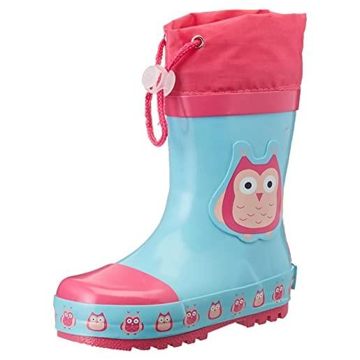 Playshoes stivali di gomma unisex - bambini e ragazzi, turchese (gufi), 22/23 eu