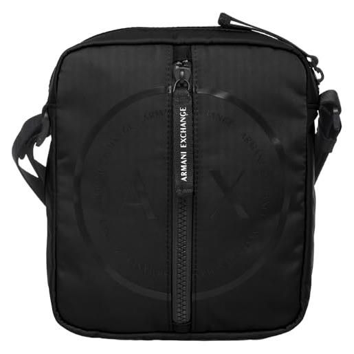 Armani Exchange antigua - borsa a tracolla da uomo con cerniera, sostenibile, taglia unica, nero, one size