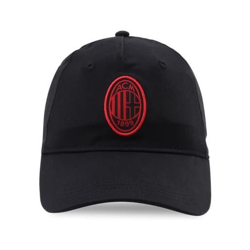 PUMA a. C. Milan - cappello ess con visiera, cappellino estivo classico con logo ufficiale, cappellino uomo o donna, unisex, regolabile, nero