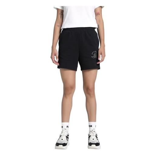PUMA ess script high-waist shorts 5", pantaloncini lavorati a maglia donna, PUMA black, xl