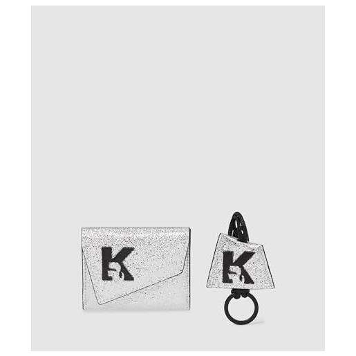 KARL LAGERFELD JEANS jeans karl lagerfeld, donna, geo bifold key chain ​​shiny gift pack, argento, one size