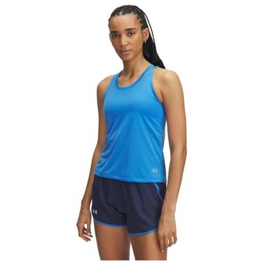 Under Armour donna launch singlet, canotta palestra, allenamento e running, canottiera sportiva da corsa leggera con retro in stile racer classico, blue atlantis/reflective, md