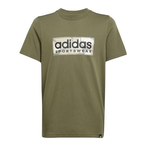 adidas camo linear junior boys graphic tee, t-shirt bambino, olive strata, 