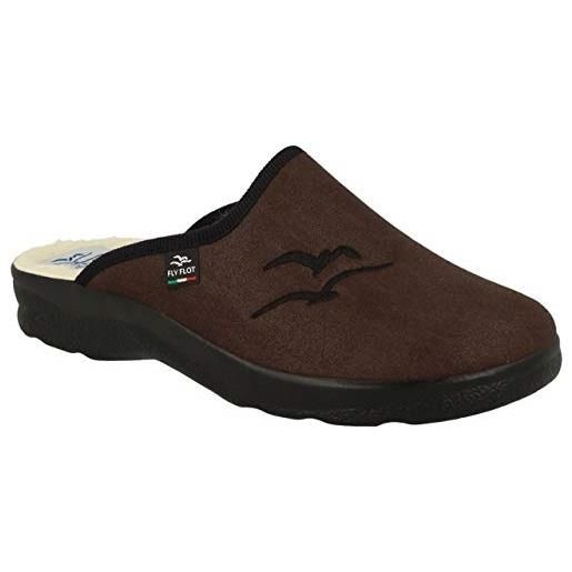 Fly Flot 82621 kl testa di moro ciabatte uomo made in italy zeppa 3,5 cm fodera in vera lana