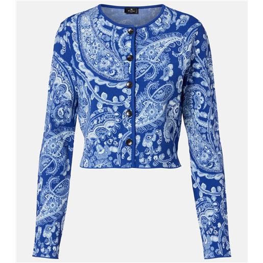 Etro cardigan cropped in jacquard con stampa paisley