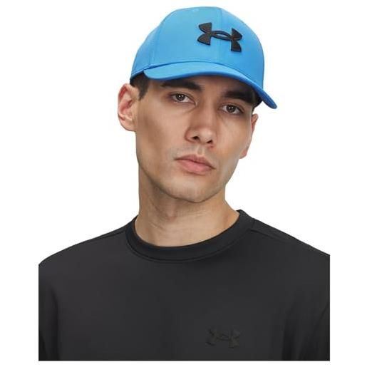 Under Armour uomo blitzing, cappello con visiera curva per un'efficace protezione solare, cappellino sportivo traspirante ed elasticizzato, blue atlantis/black, l/xl