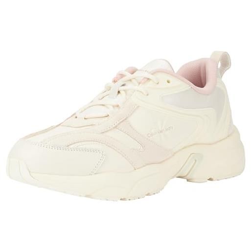 Calvin Klein donna sneakers suola grossa retro tennis profilo basso, beige (creamy white/peach whip), 38